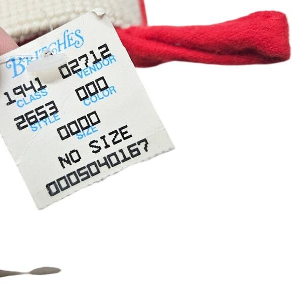 Deadstock Vintage 80s Needlepoint Christmas Stocking Tree Traditional Wool Red - Picture 6 of 6